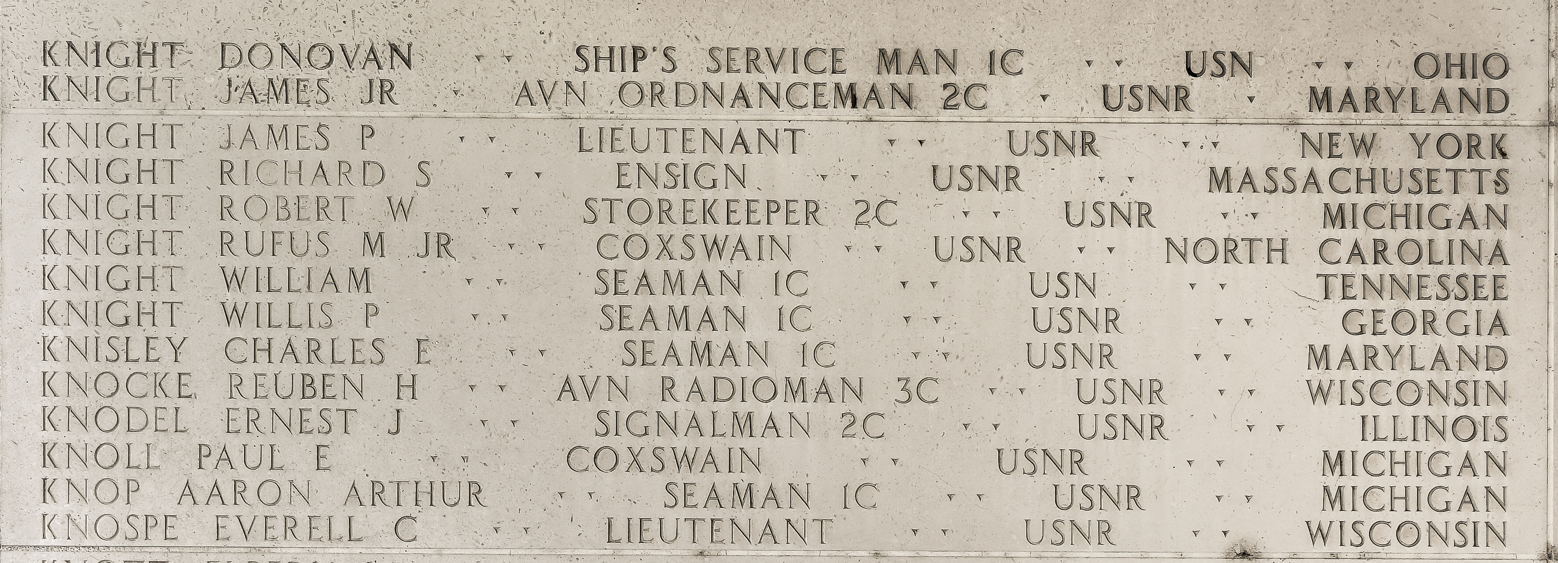 Donovan  Knight, Ship's Service Man Third Class